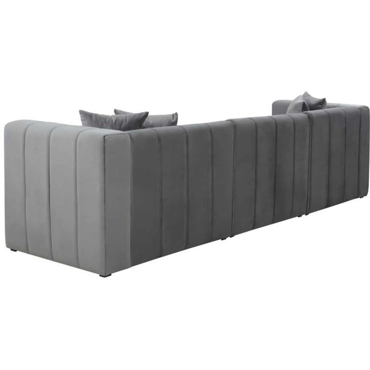 Langham Chaise 4 Seater Corner Left Hand Grey Velvet Sofa - Mid Grey – image 3