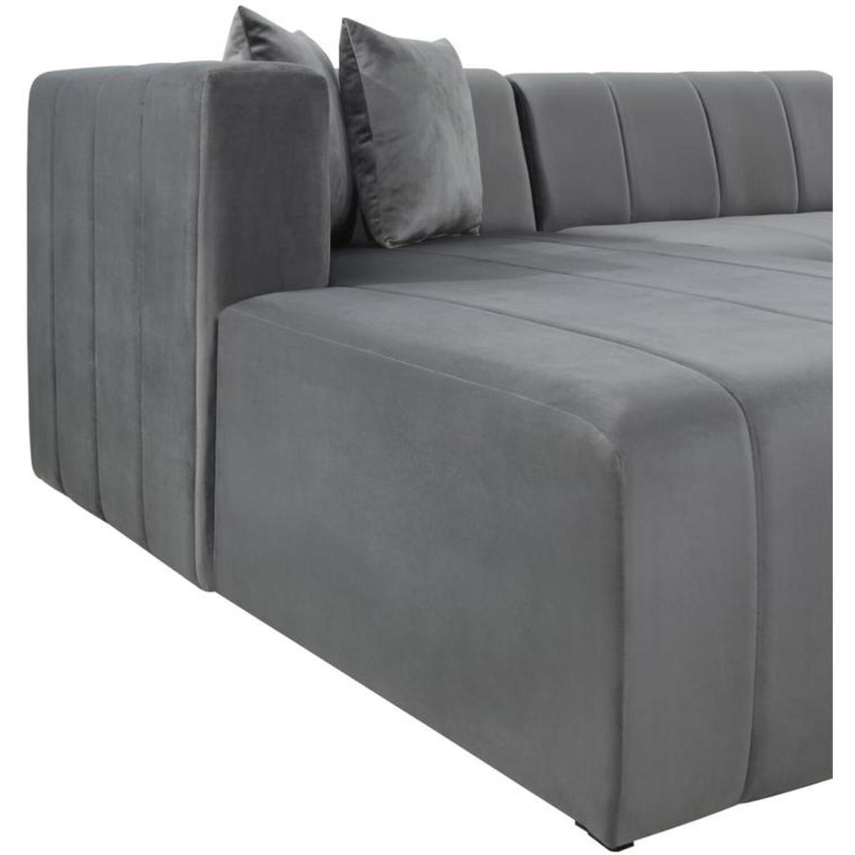 Langham Chaise 4 Seater Corner Left Hand Grey Velvet Sofa - Mid Grey – image 4