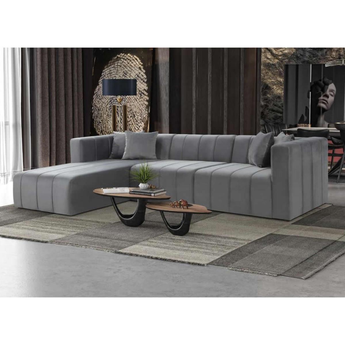 Langham Chaise 4 Seater Corner Left Hand Grey Velvet Sofa - Mid Grey – image 5
