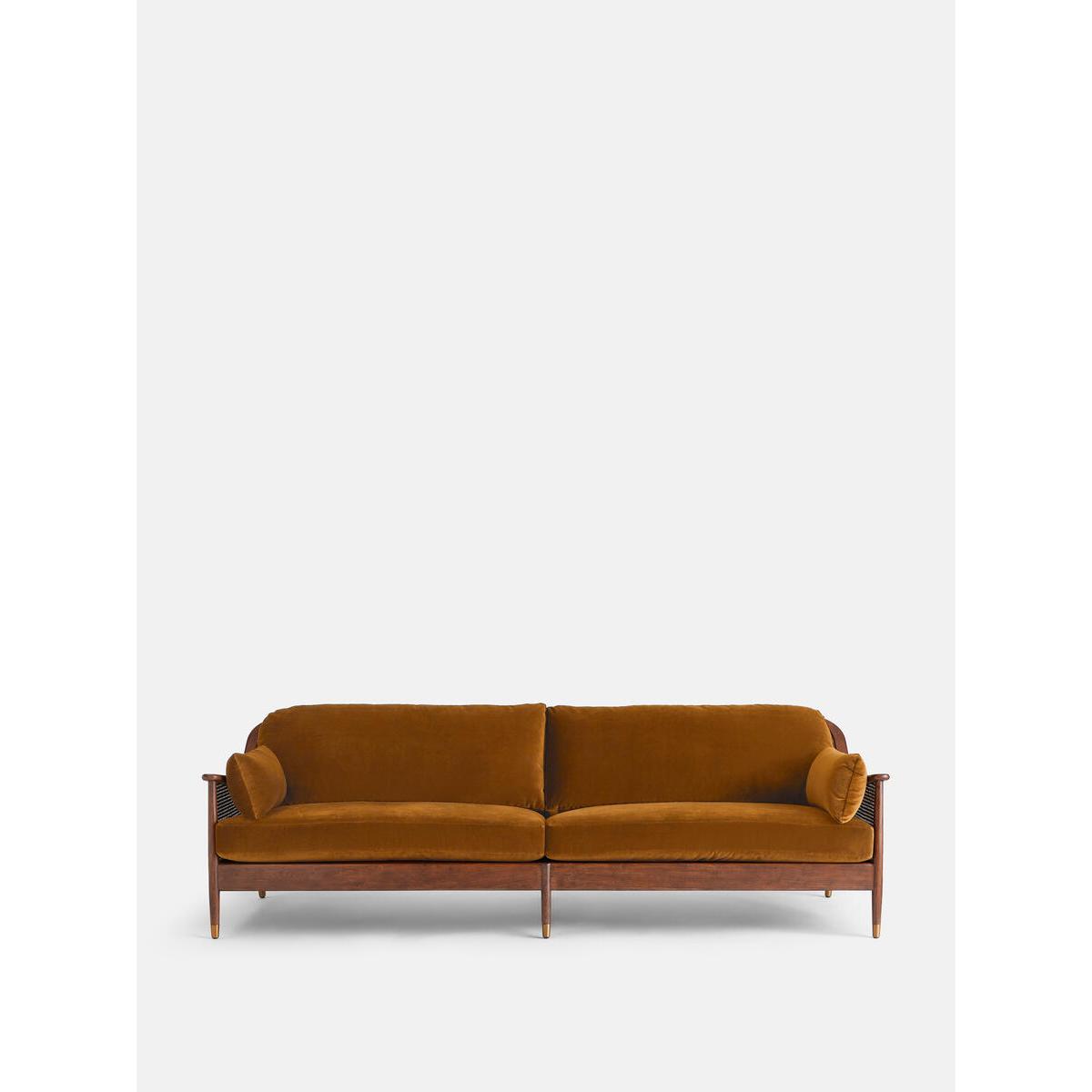 Atlanta Four Seater Sofa, Velvet, Mustard – image 2