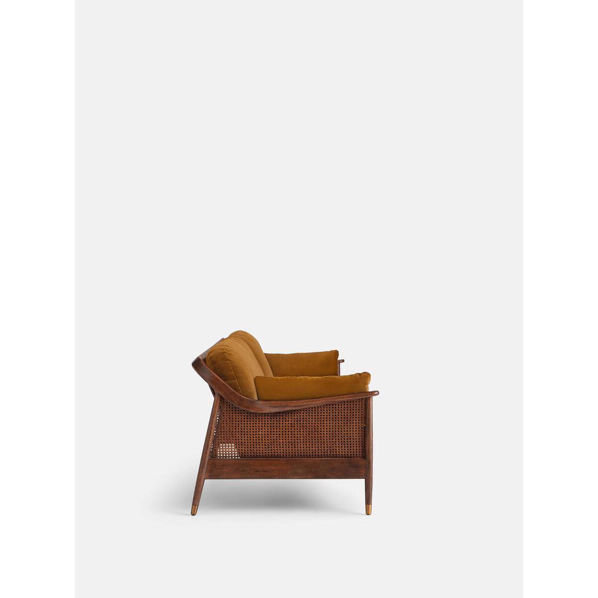 Atlanta Four Seater Sofa, Velvet, Mustard – image 3