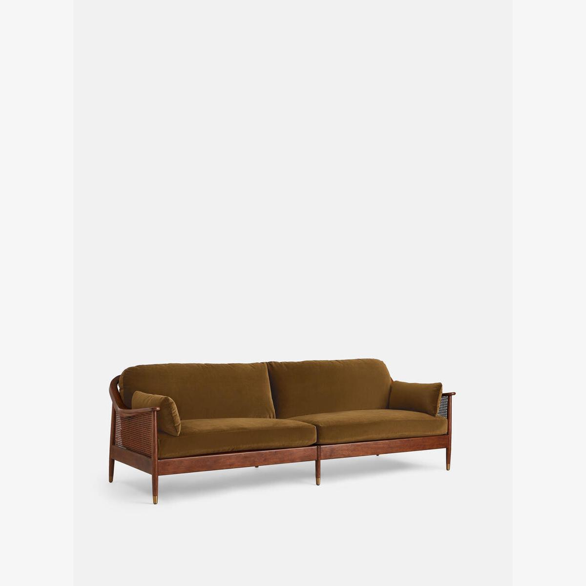Atlanta Four Seater Sofa, Velvet, Mustard – image 1