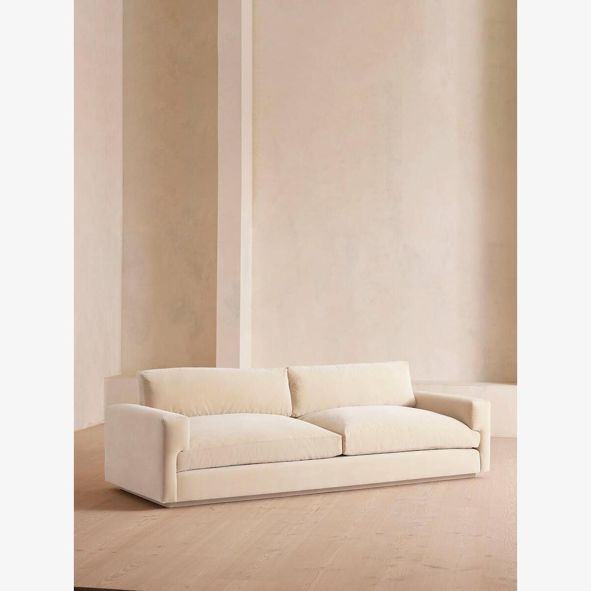 Mossley Four Seater Sofa, Velvet, Porcelain – image 1