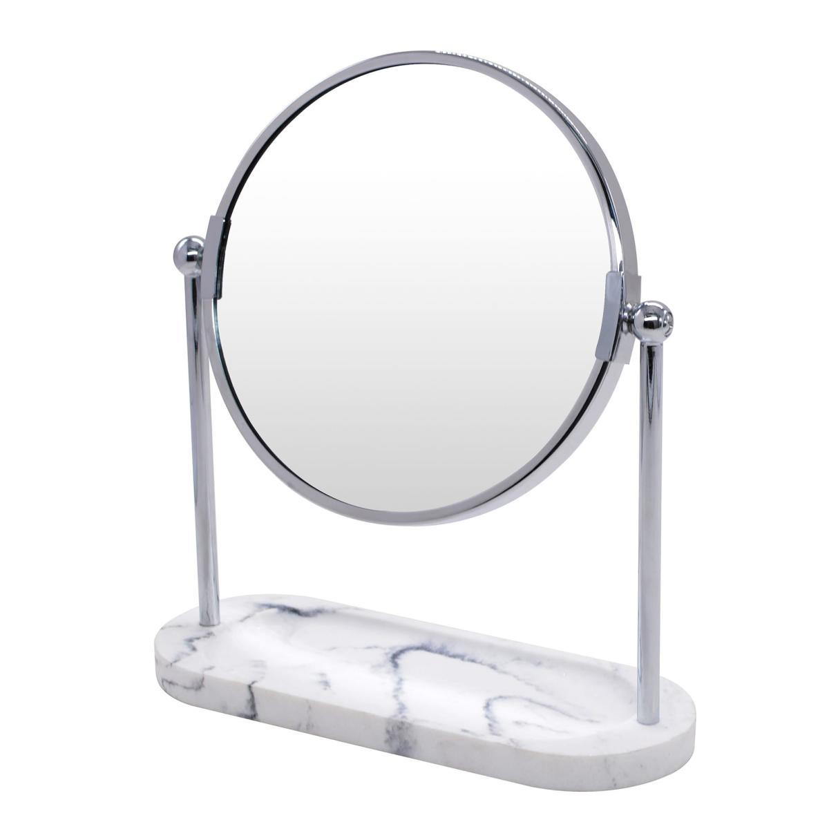 Marble Pedestal Mirror and Storage Tray White – image 2
