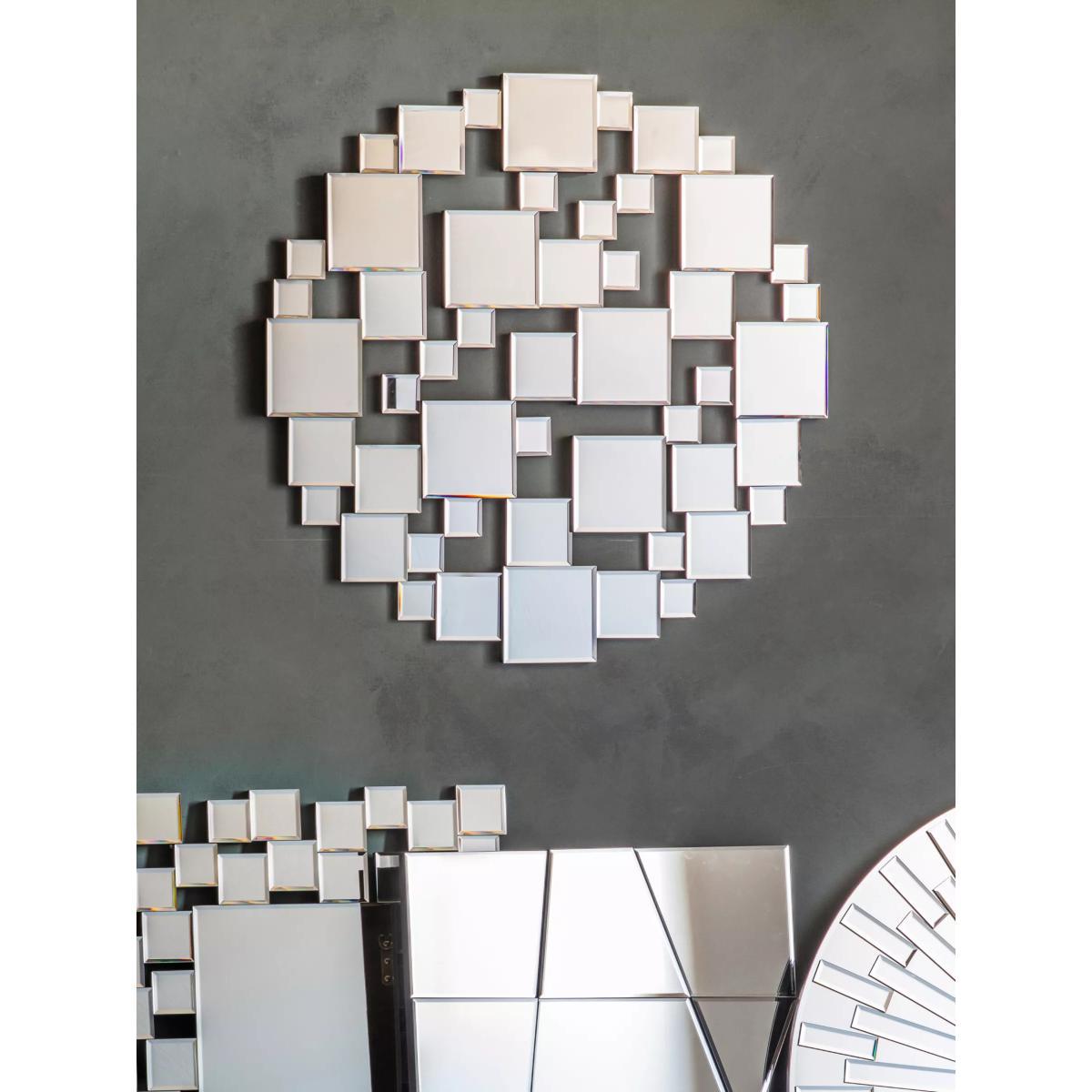 Dawes Round Abstract Glass Mirror, 80cm, Clear – image 2