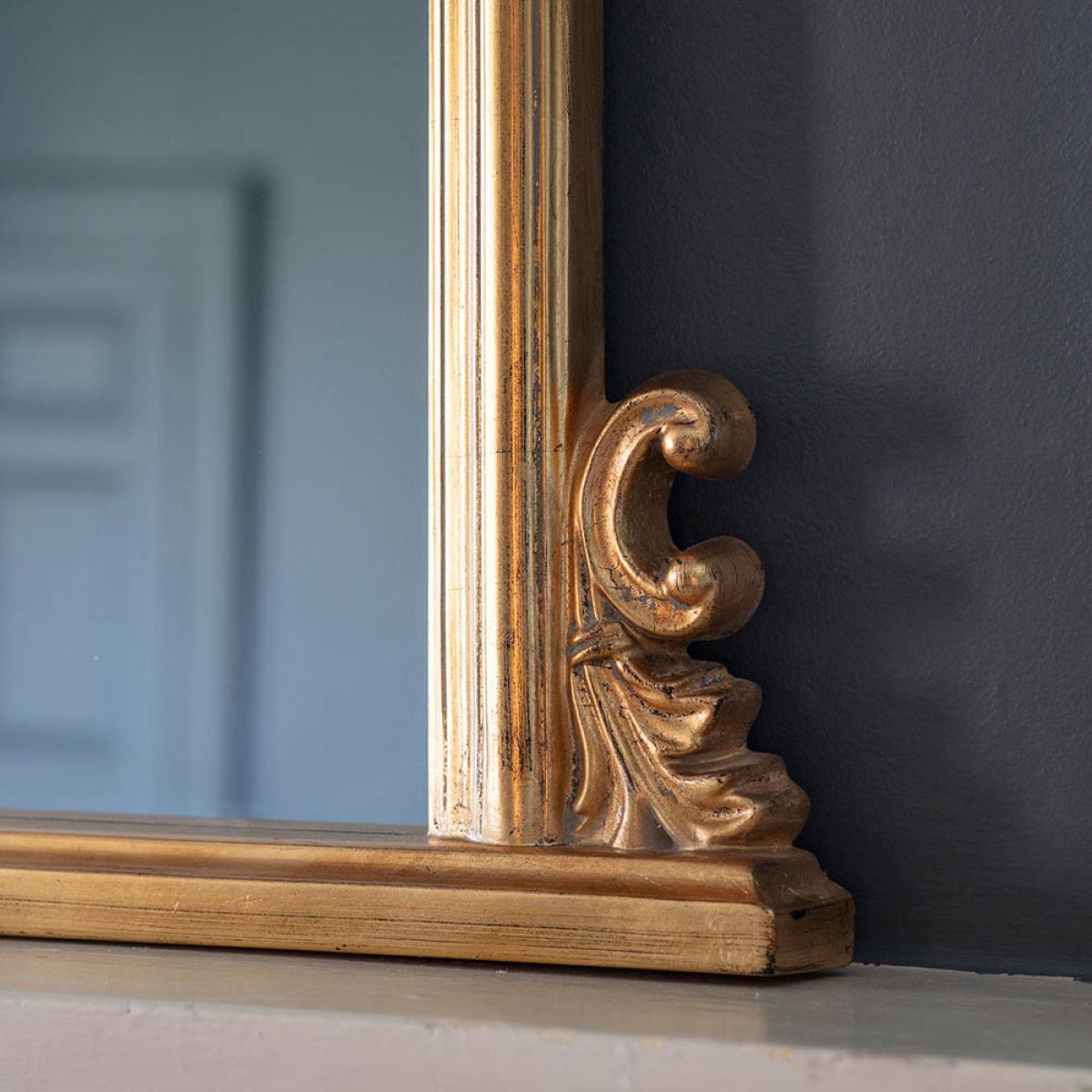 Bauzon Large Arched Overmantle Mirror - Gold – image 3