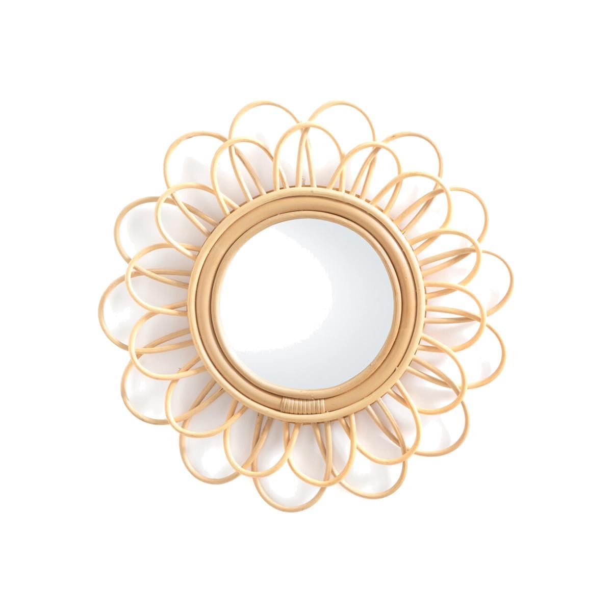 Nogu Double Flower Rattan Mirror, Diameter 45cm – image 1