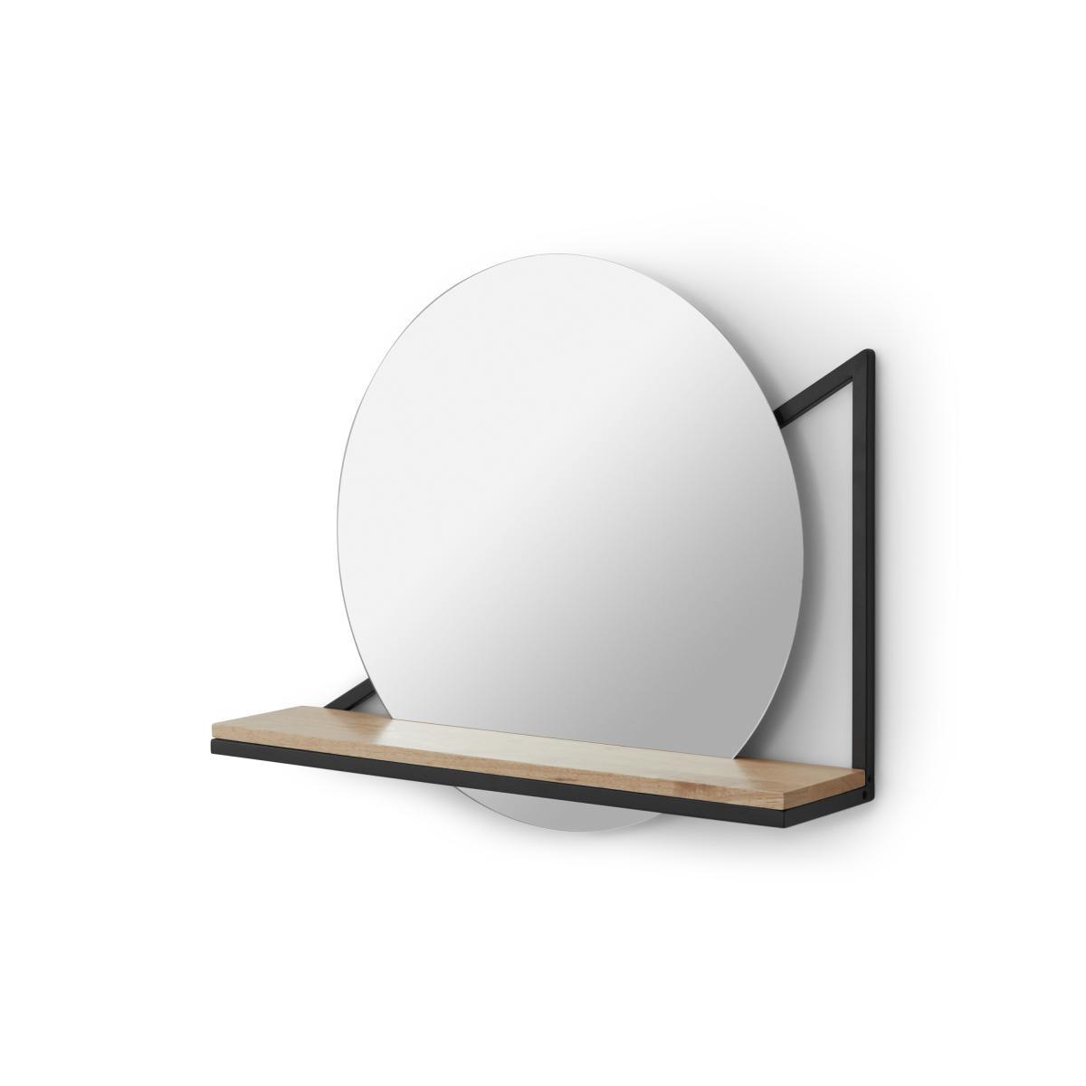 Huldra Wall Mounted Mirror with Shelf 46 x 55cm, Black Metal & Wood – image 2