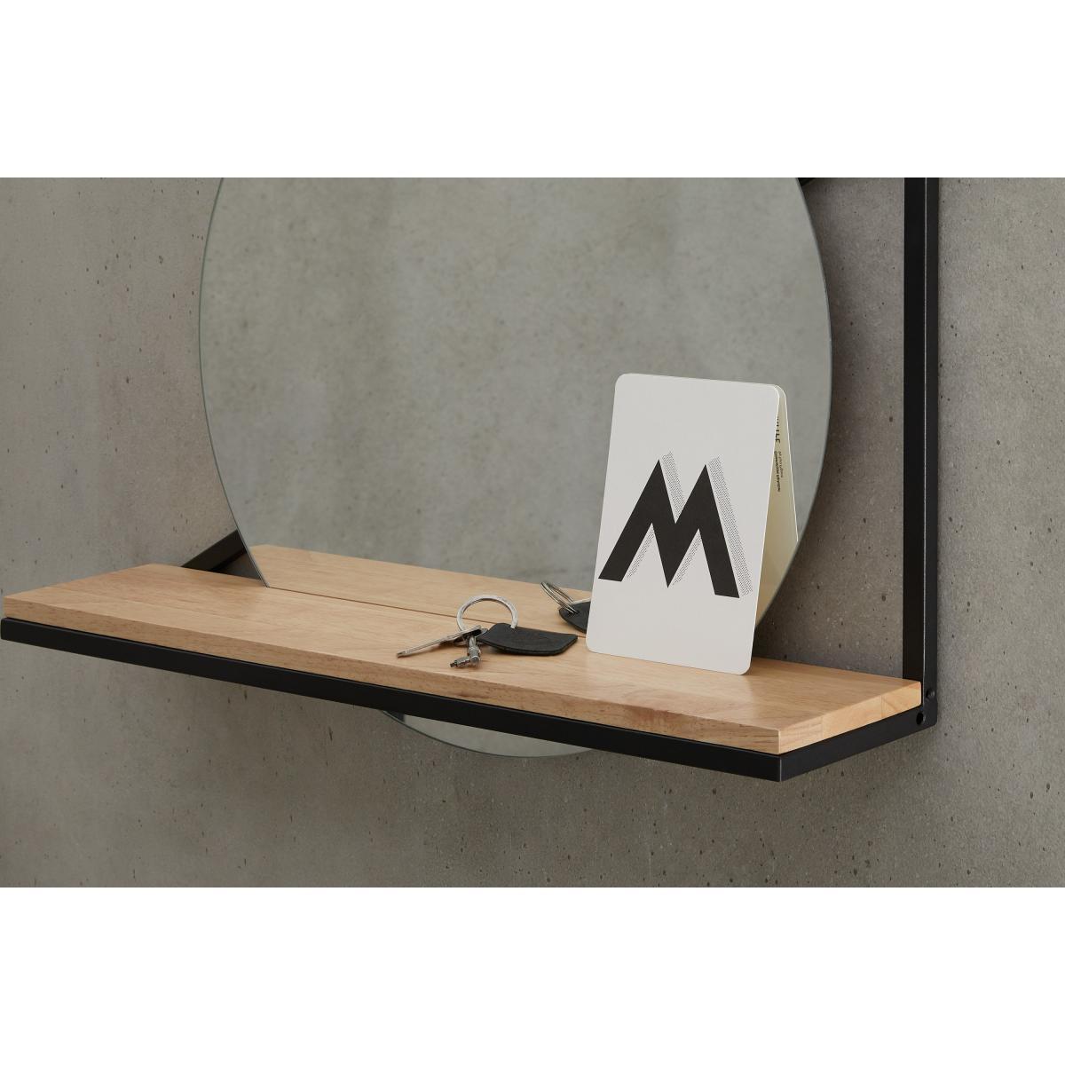 Huldra Wall Mounted Mirror with Shelf 46 x 55cm, Black Metal & Wood – image 4