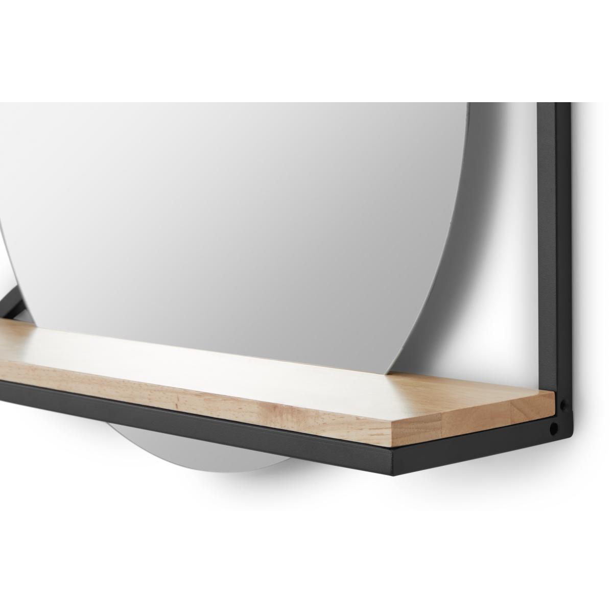 Huldra Wall Mounted Mirror with Shelf 46 x 55cm, Black Metal & Wood – image 5