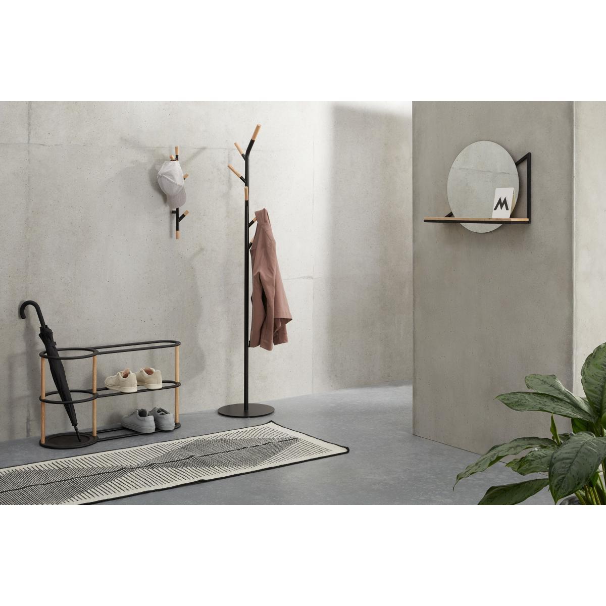 Huldra Wall Mounted Mirror with Shelf 46 x 55cm, Black Metal & Wood – image 6