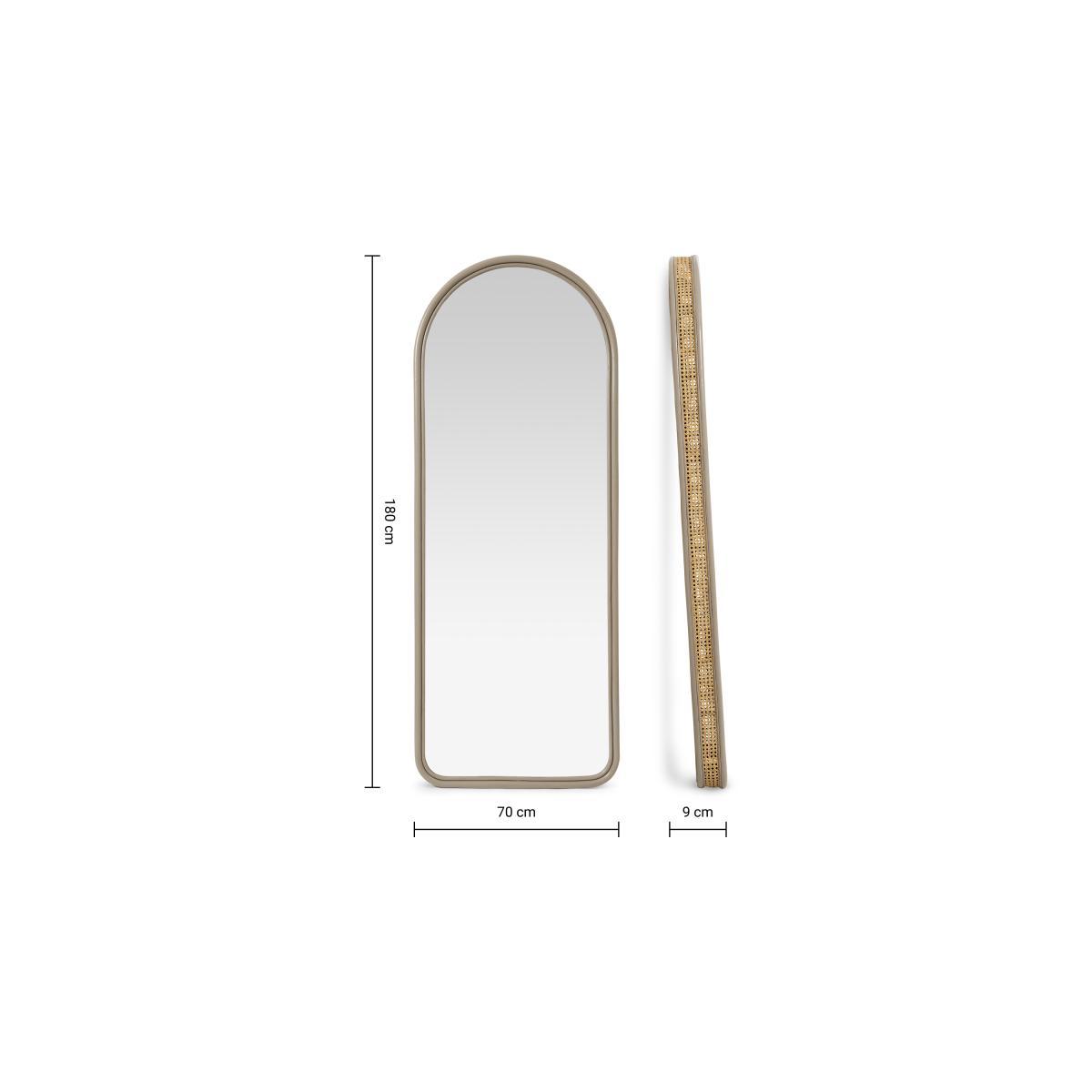 Lumera Leaner Mirror, 70 x 180 cm, Taupe Rattan – image 8