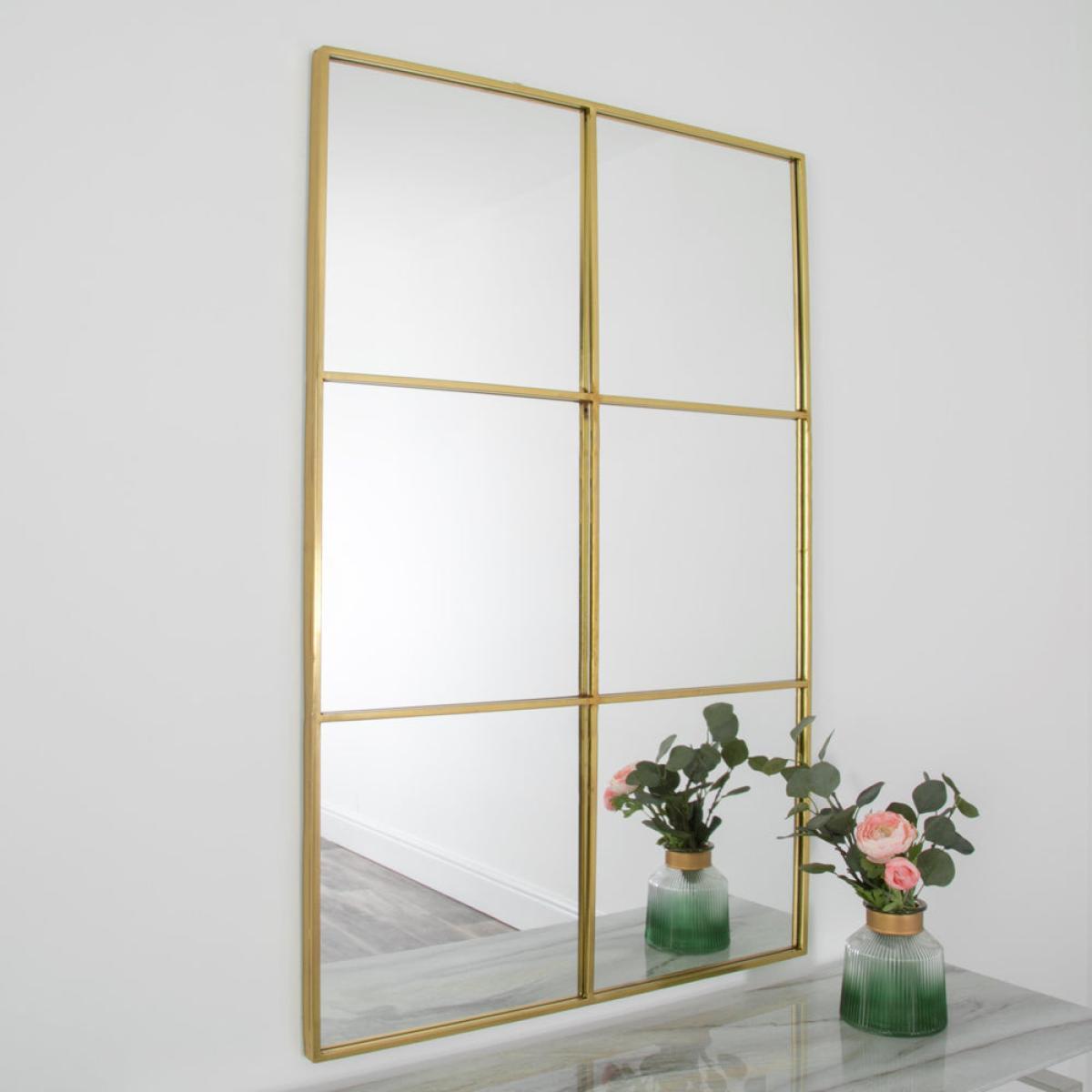 Native Home Manhattan Window Pane Mirror Gold – image 2