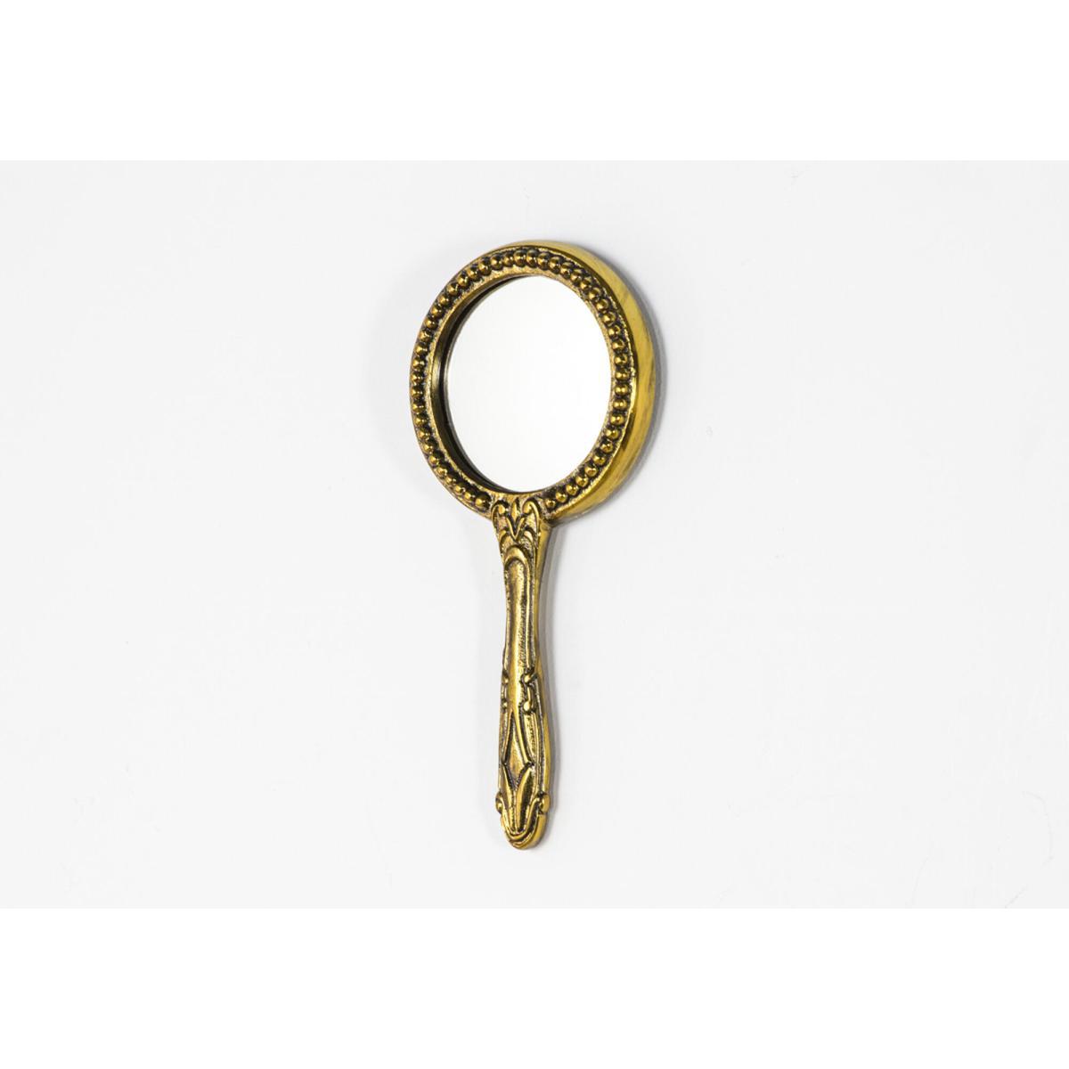 Maxine Antique Style Round Hand Mirror in Brass – image 3