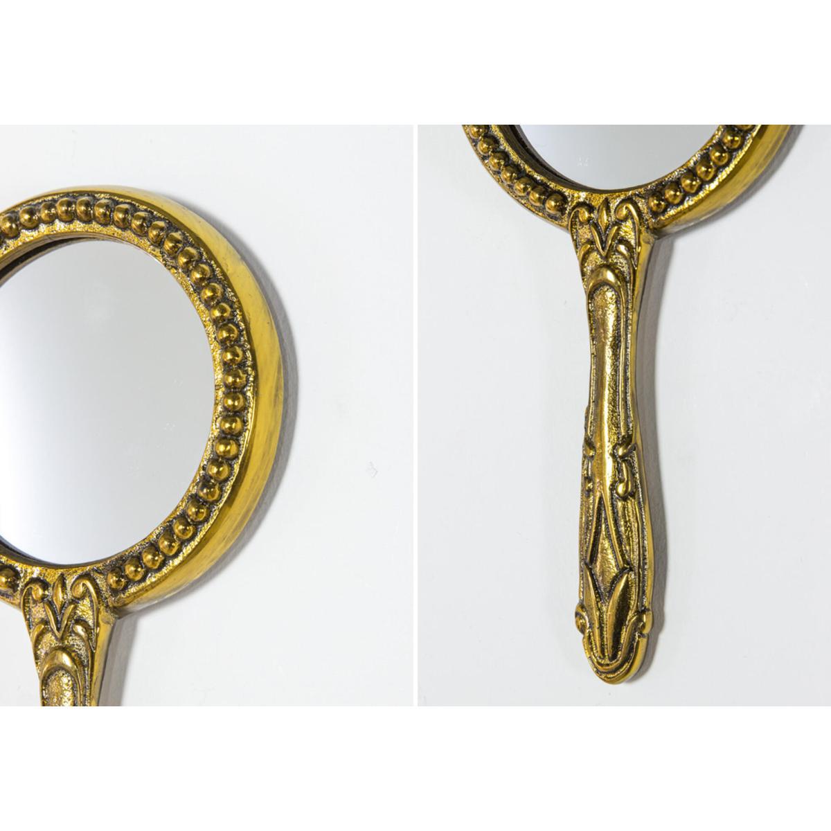 Maxine Antique Style Round Hand Mirror in Brass – image 4