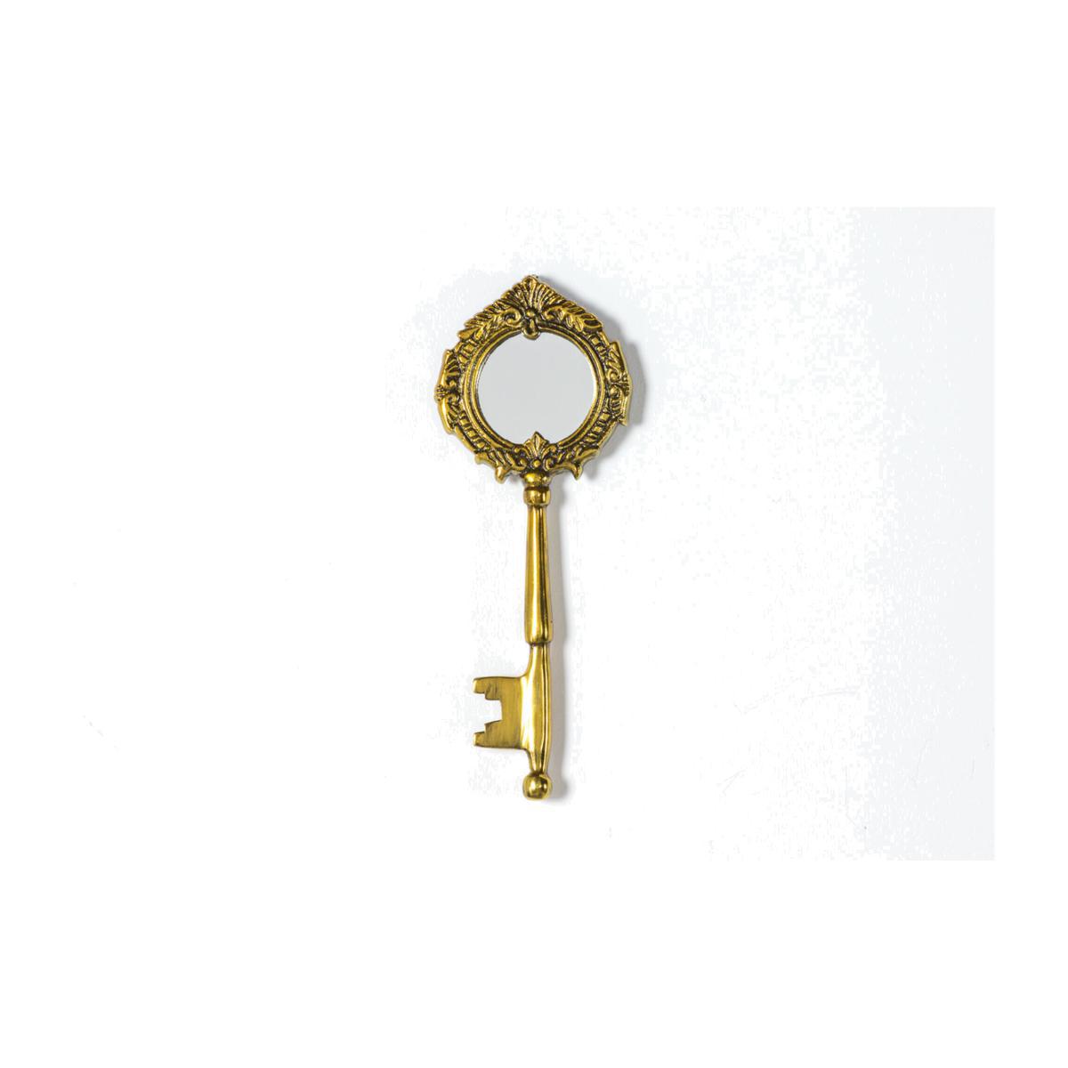 Maxine Antique Style Key Shape Hand Mirror in Brass – image 1