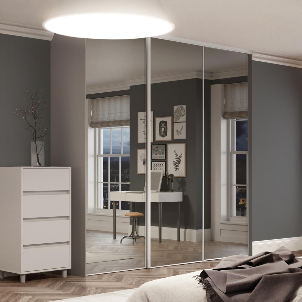 Spacepro Frame With 914MM Mirror Classic Sliding Door Kit - Stone Grey/Mirror / 3 – image 5