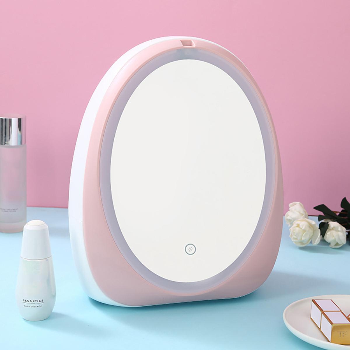 Egg-shape Makeup Organizer with LED Lighted Mirror - Pink – image 7