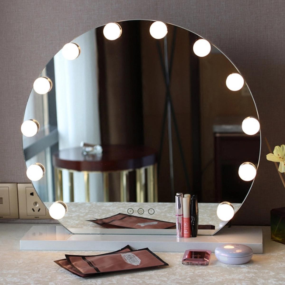 Round Hollywood LED Lighted Vanity Mirror - White / 50cm – image 1