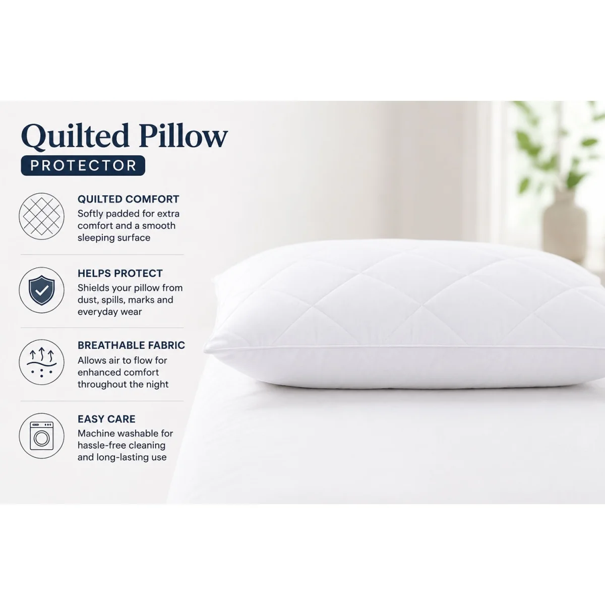 Supersoft Quilted Pillow Protector - White – image 2