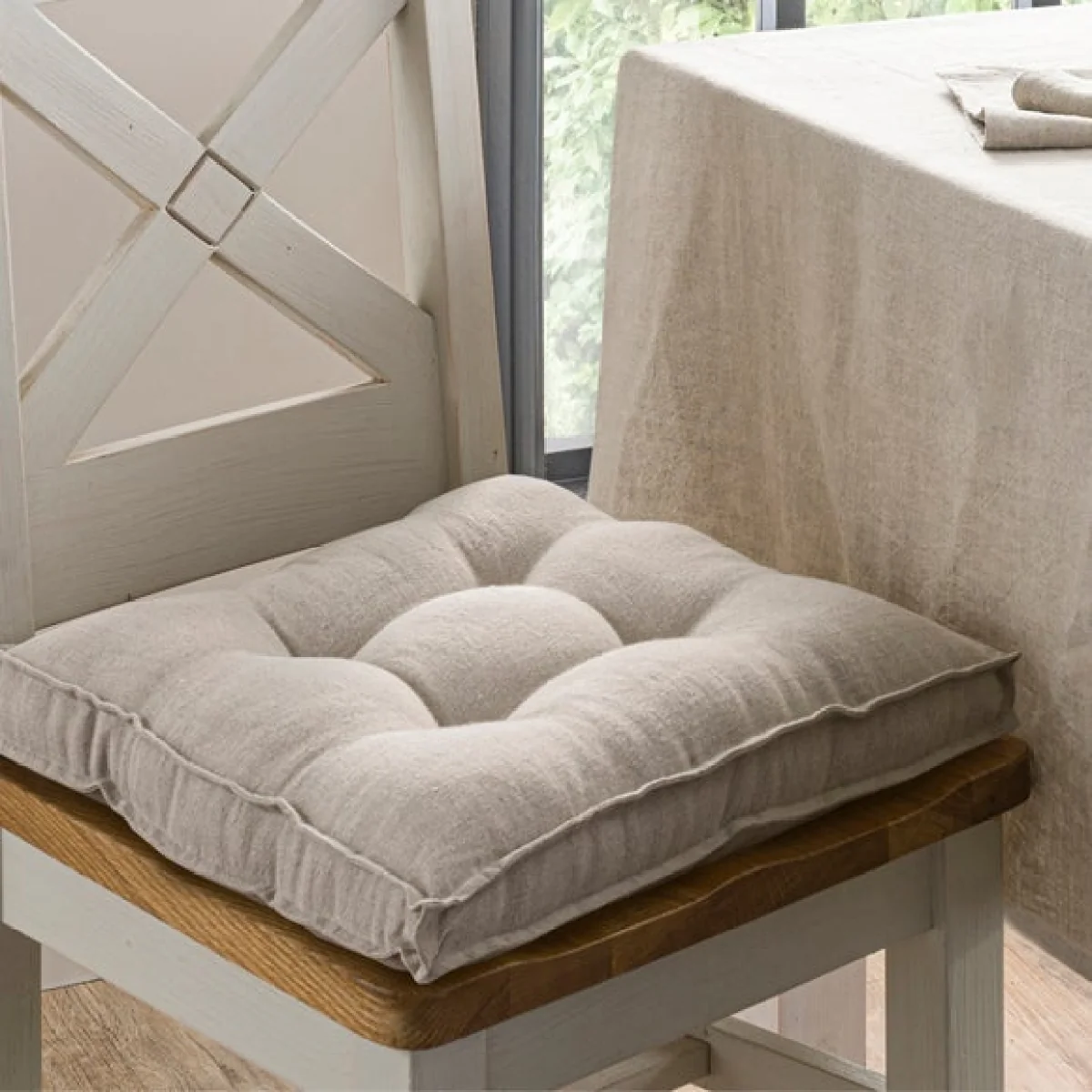 Cartmel Linen Seat Pad Green – image 2