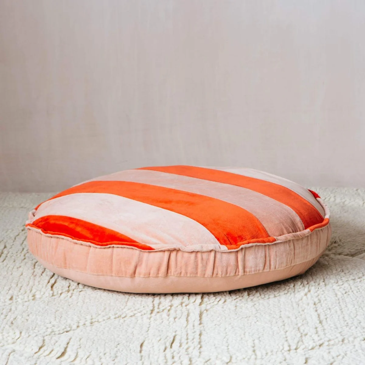 Coral and Blush Striped Velvet Seat Pad – image 2
