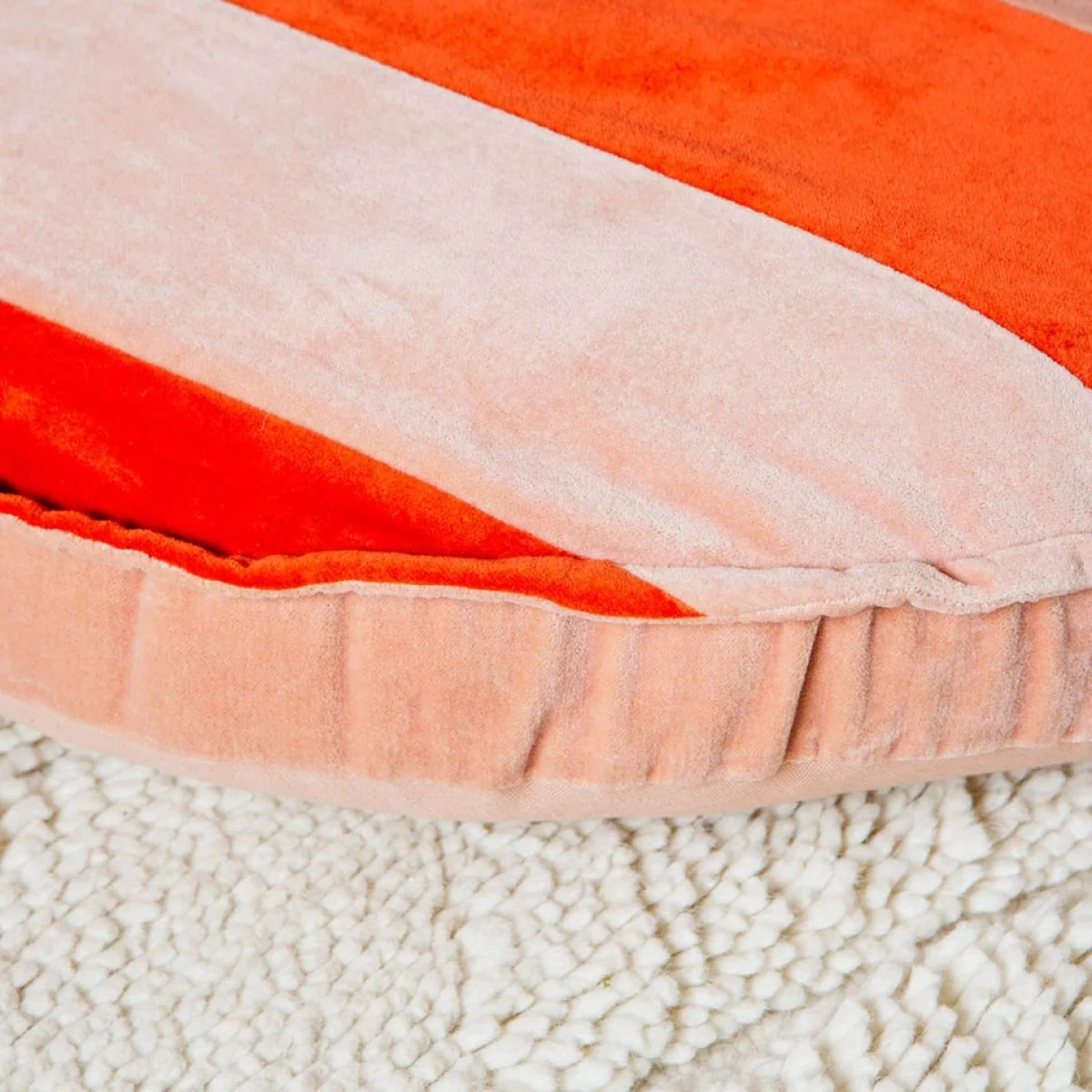 Coral and Blush Striped Velvet Seat Pad – image 3