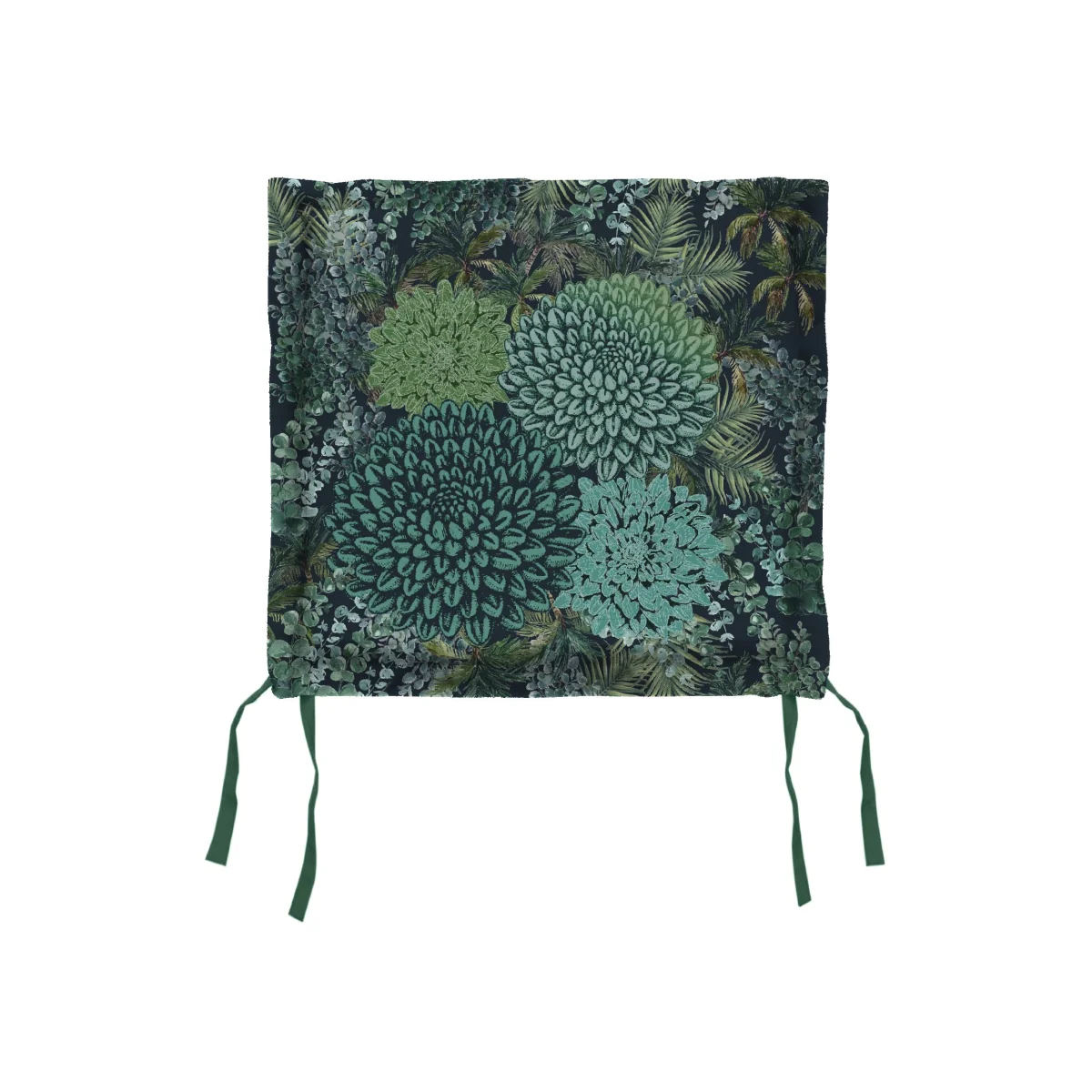 Dark Green Foliage Outdoor Garden Seat Pads - Pack of 2