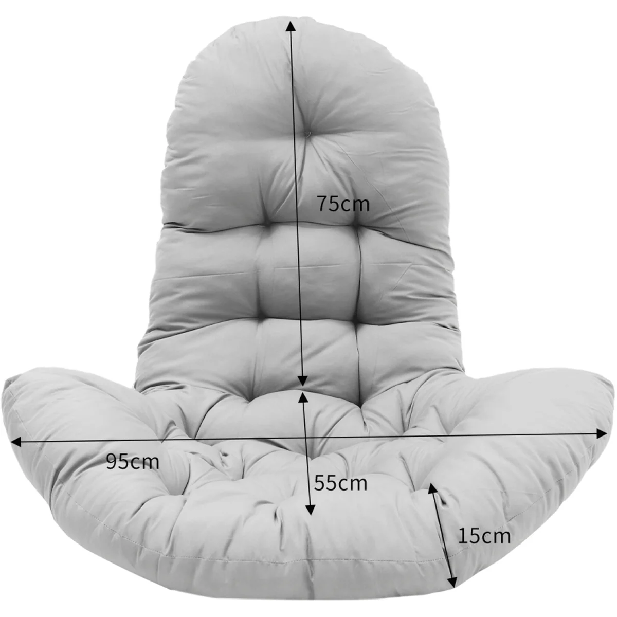 Garden Rocking Chair Back Seat Pad Swing Cushion Oxtongue Shape - Light Grey – image 5
