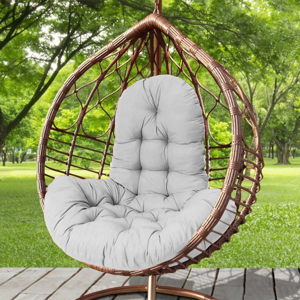 Garden Rocking Chair Back Seat Pad Swing Cushion Oxtongue Shape - Light Grey – image 1