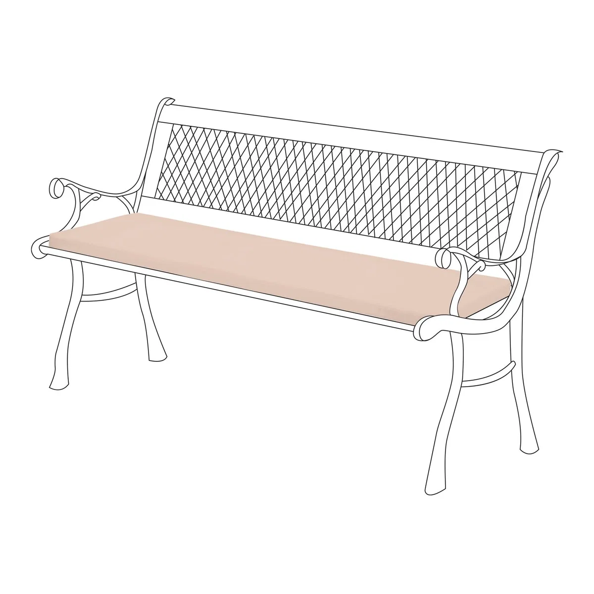 Outdoor Garden Bench Cushion Water-Resistant Seat Pad - Stone