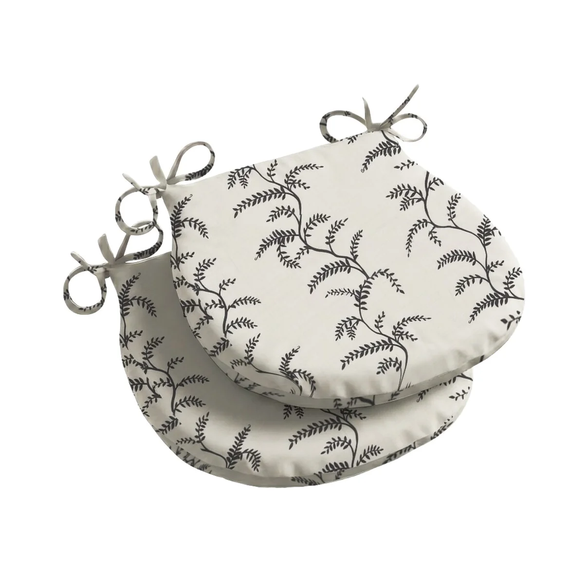 Linen Fern Outdoor D Shaped Seat Pad - Grey/White / 2 – image 1