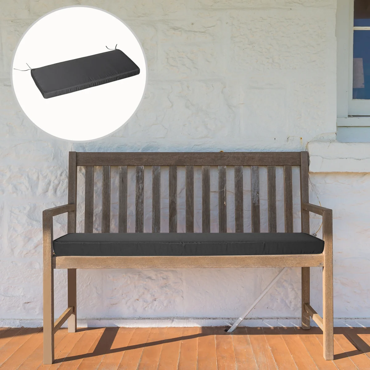 Garden Bench Cushion Loveseat Seat Pad for 2 Seaters - Grey – image 2