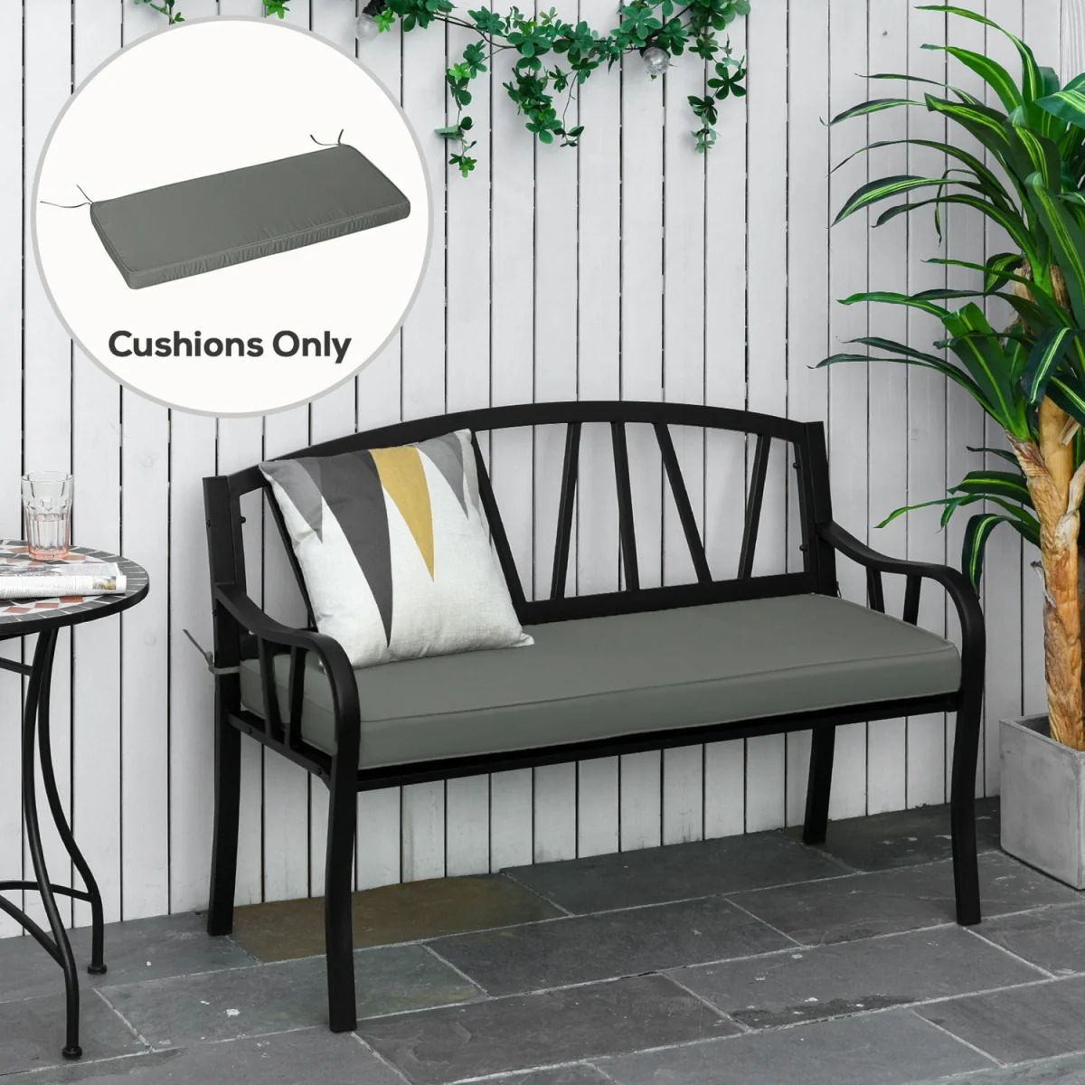 Garden Bench Cushion Loveseat Seat Pad for 2 Seaters - Grey – image 3