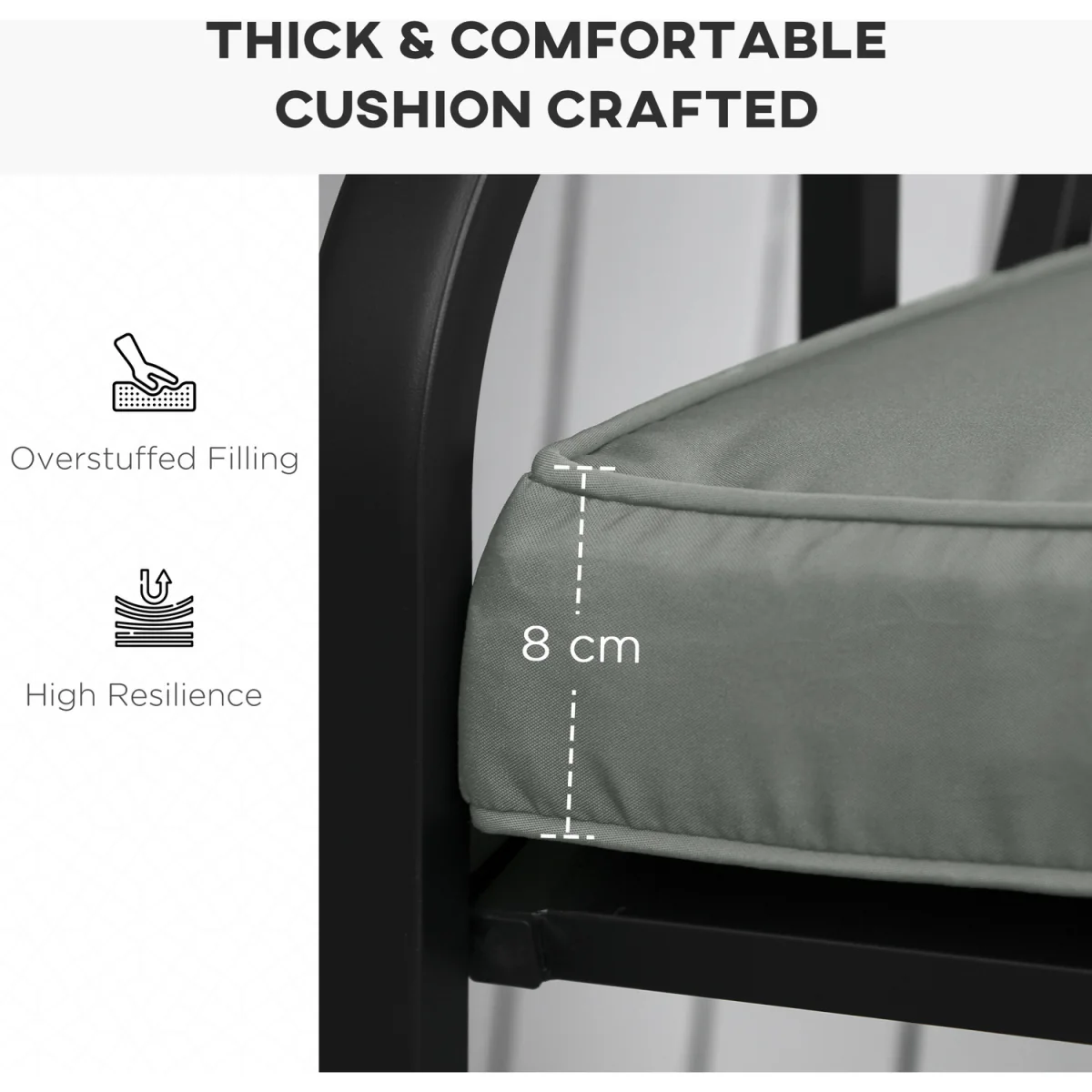 Garden Bench Cushion Loveseat Seat Pad for 2 Seaters - Grey – image 7