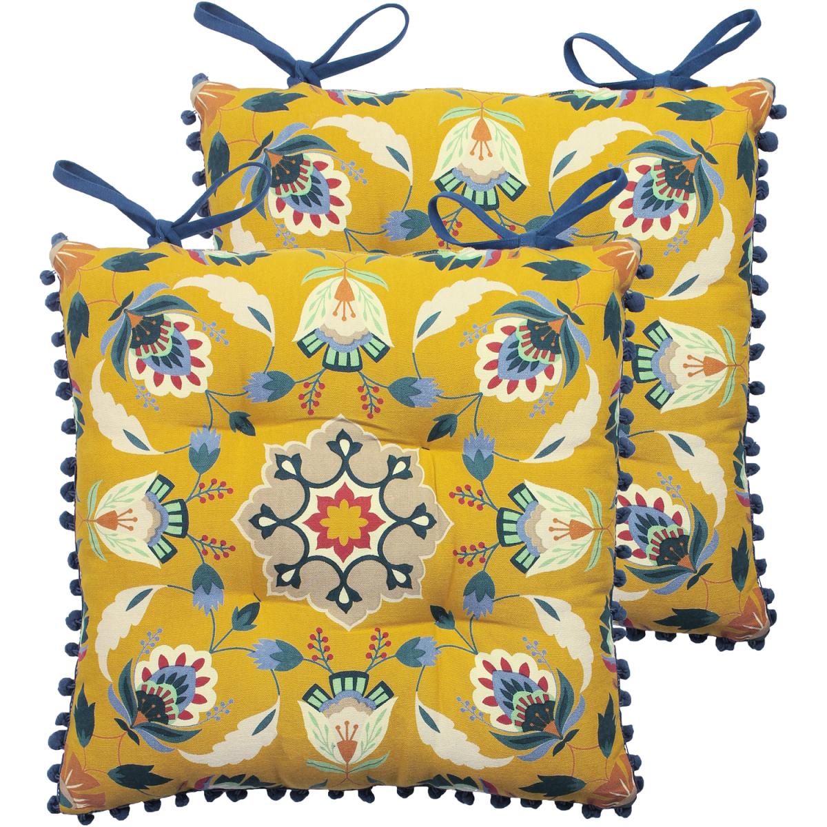 Mosaic Floral Twin Pack Seat Pads - Orange – image 12