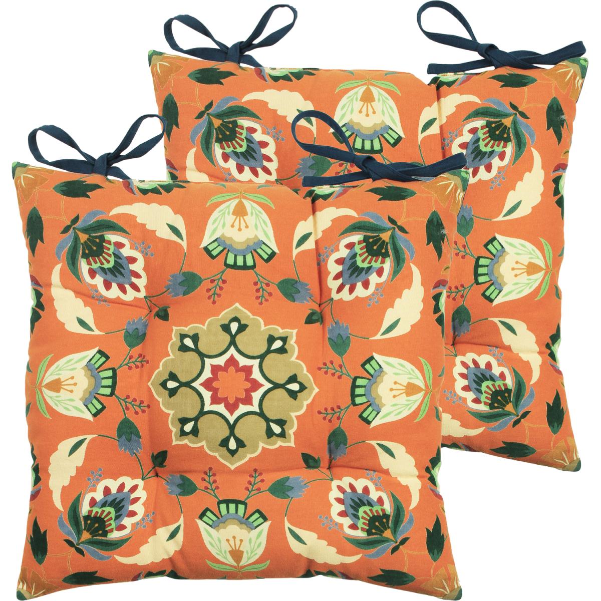 Mosaic Floral Twin Pack Seat Pads - Orange – image 5