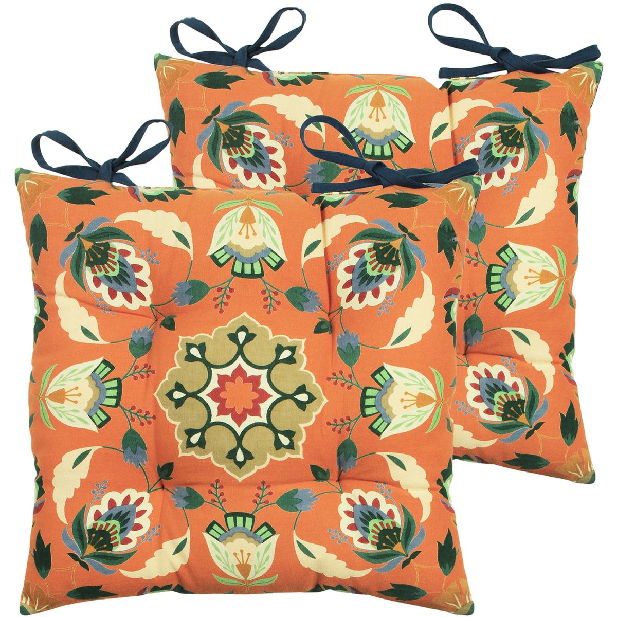 Mosaic Floral Twin Pack Seat Pads - Orange – image 8