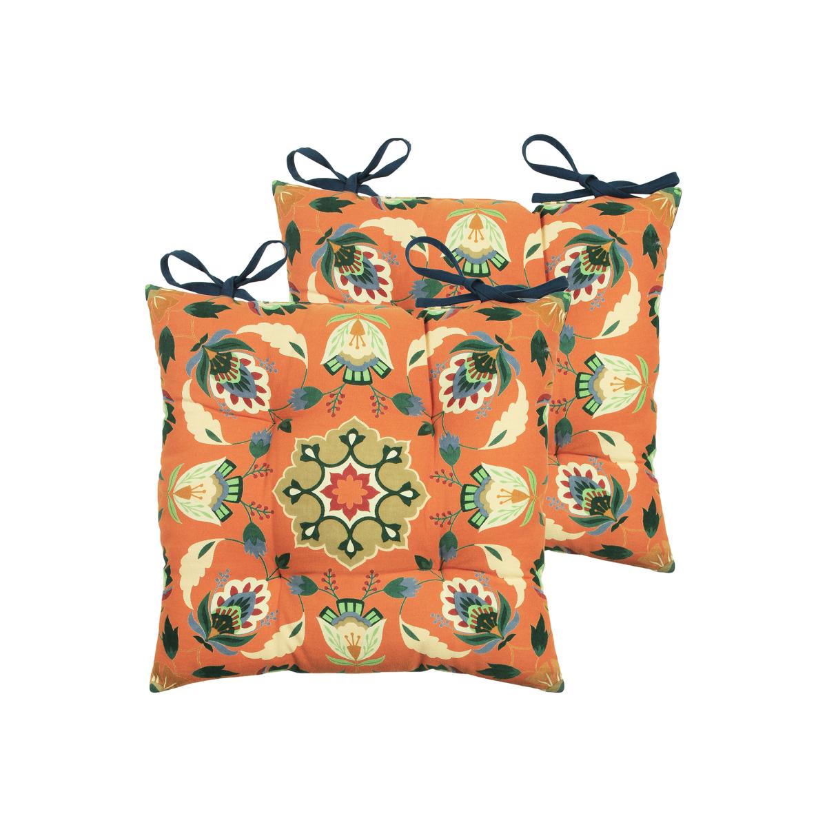 Mosaic Floral Twin Pack Seat Pads - Orange – image 1