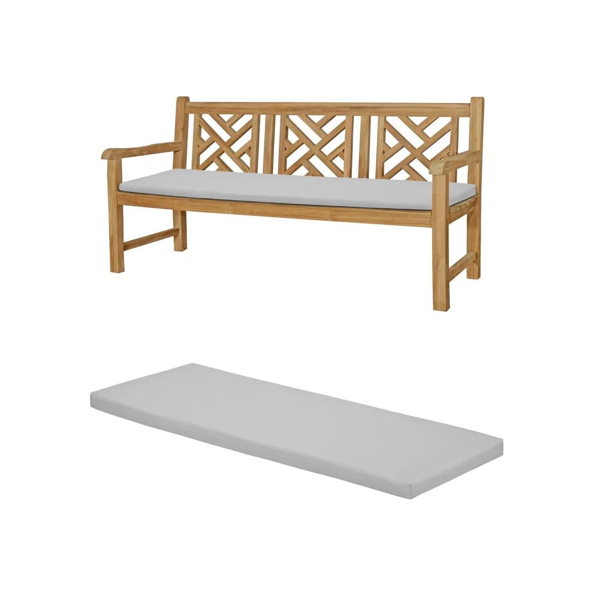 4-Seater Garden Bench Cushion Water-Resistant Outdoor Seat Pad - Grey