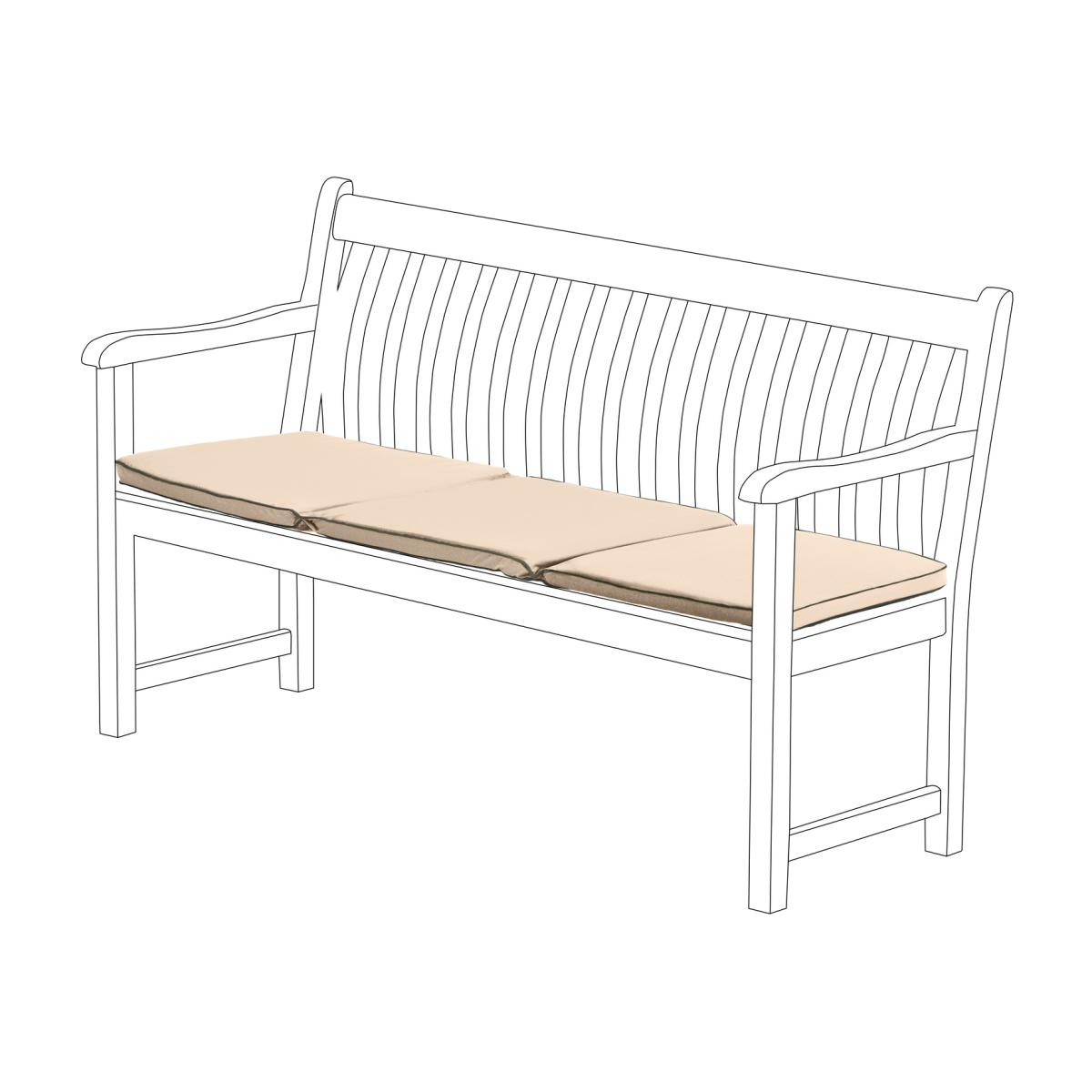 Foldable 3-Seater Outdoor Garden Bench Cushion Pad - Stone / 52cm