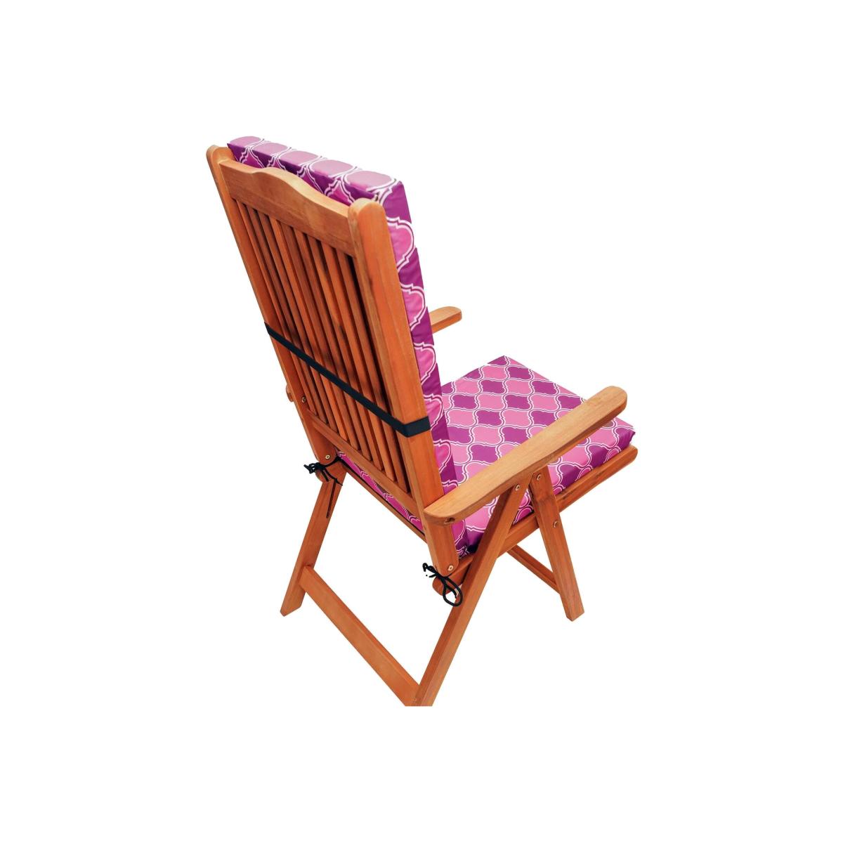 Water Resistant High Back Chair Pads - Morocco Grey Pink