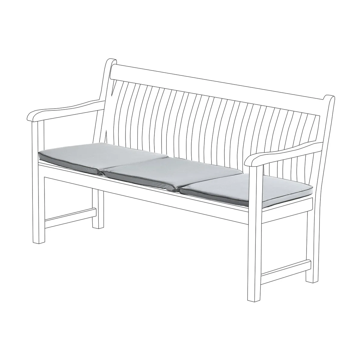 Foldable 4-Seater Outdoor Garden Bench Cushion Pad - Grey