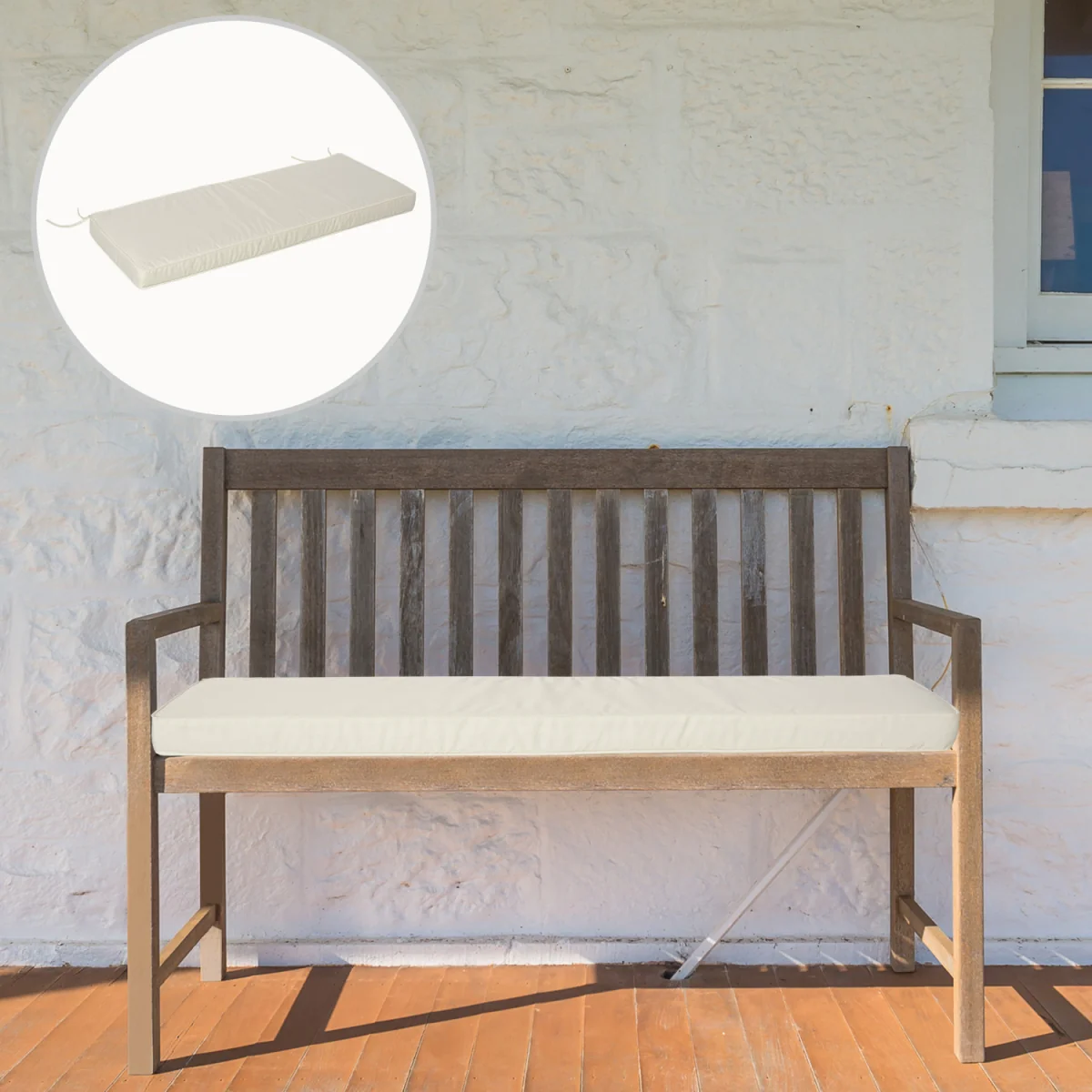Garden Bench Cushion Loveseat Seat Pad for 2 Seaters - Cream White – image 2