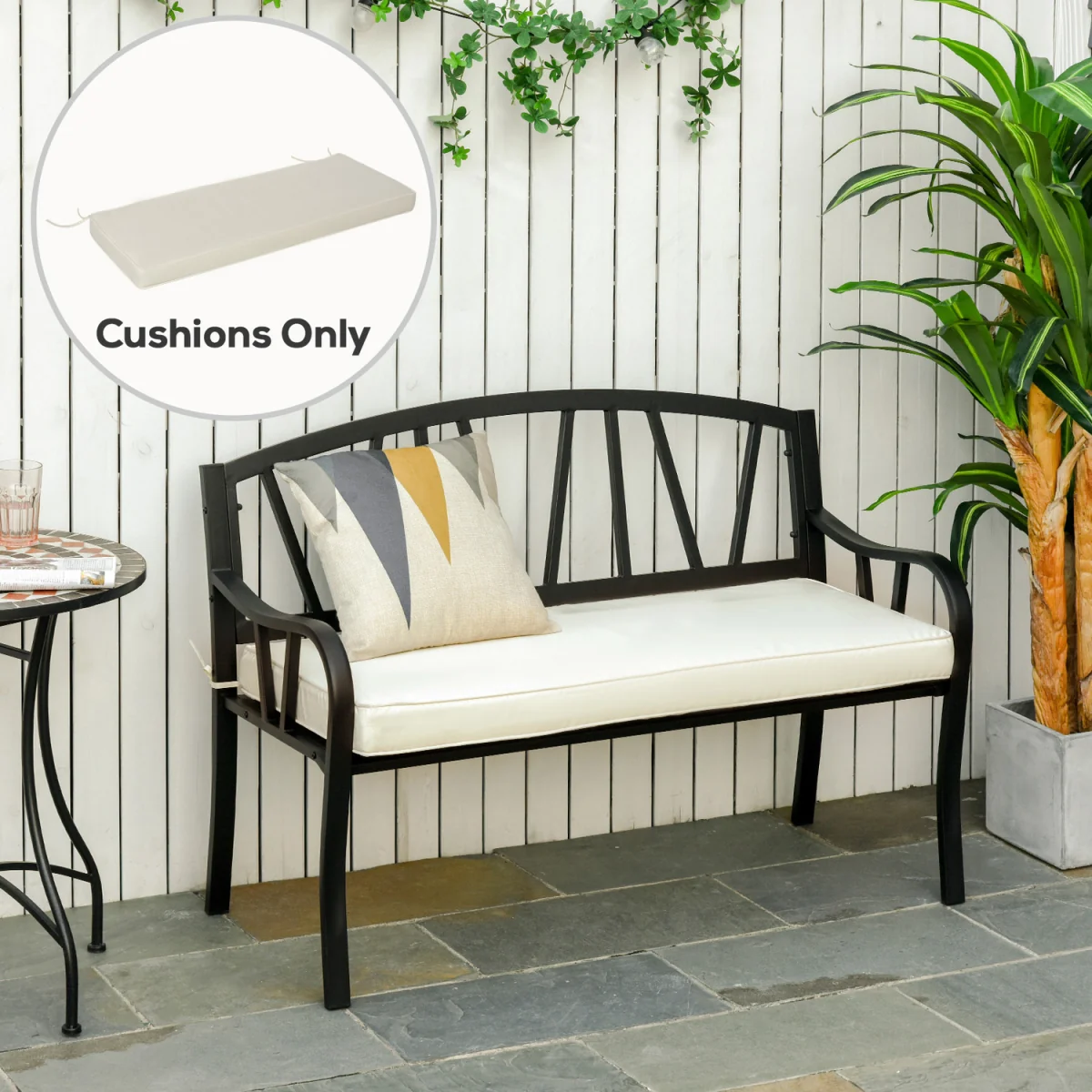 Garden Bench Cushion Loveseat Seat Pad for 2 Seaters - Cream White – image 3