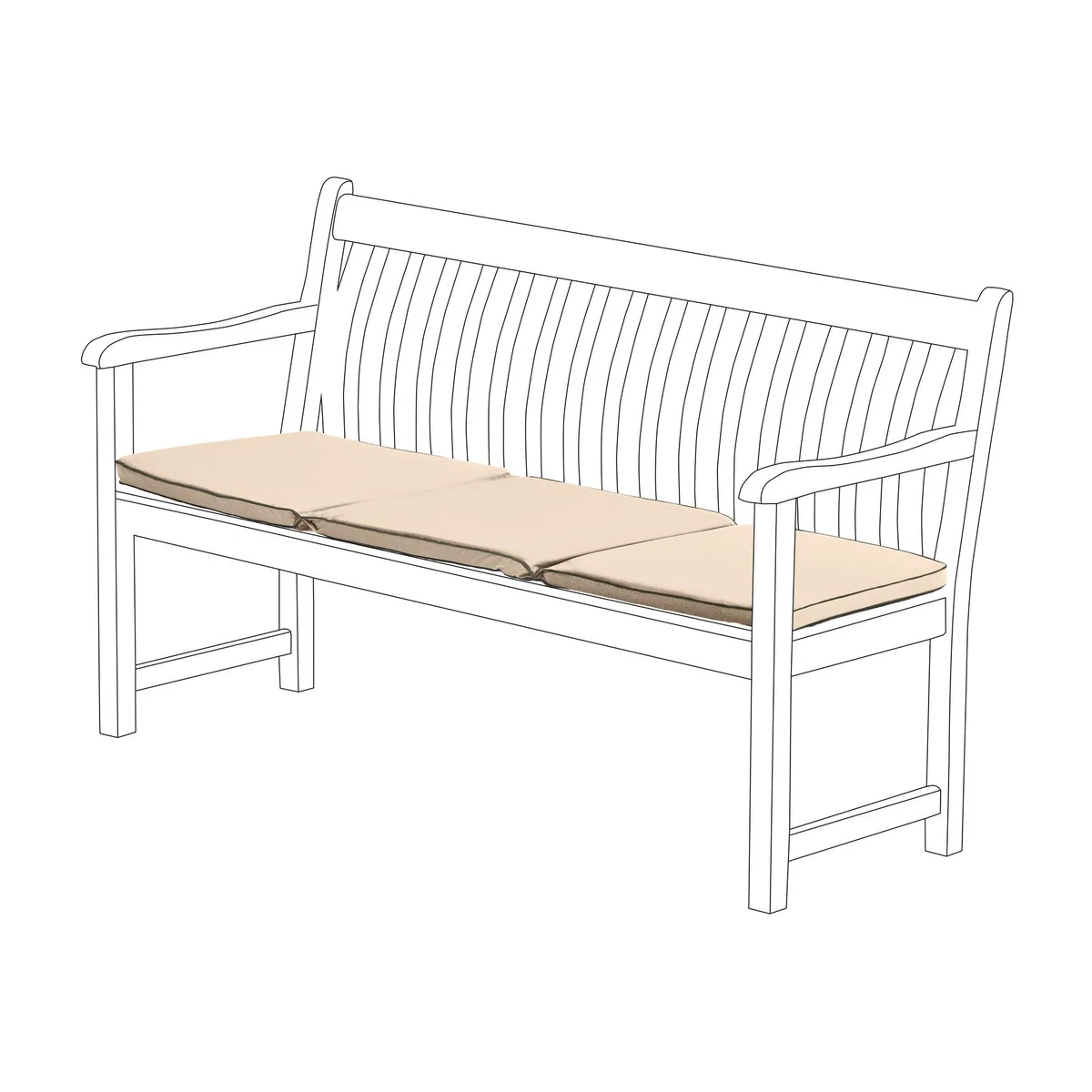 Foldable 4-Seater Outdoor Garden Bench Cushion Pad - Stone