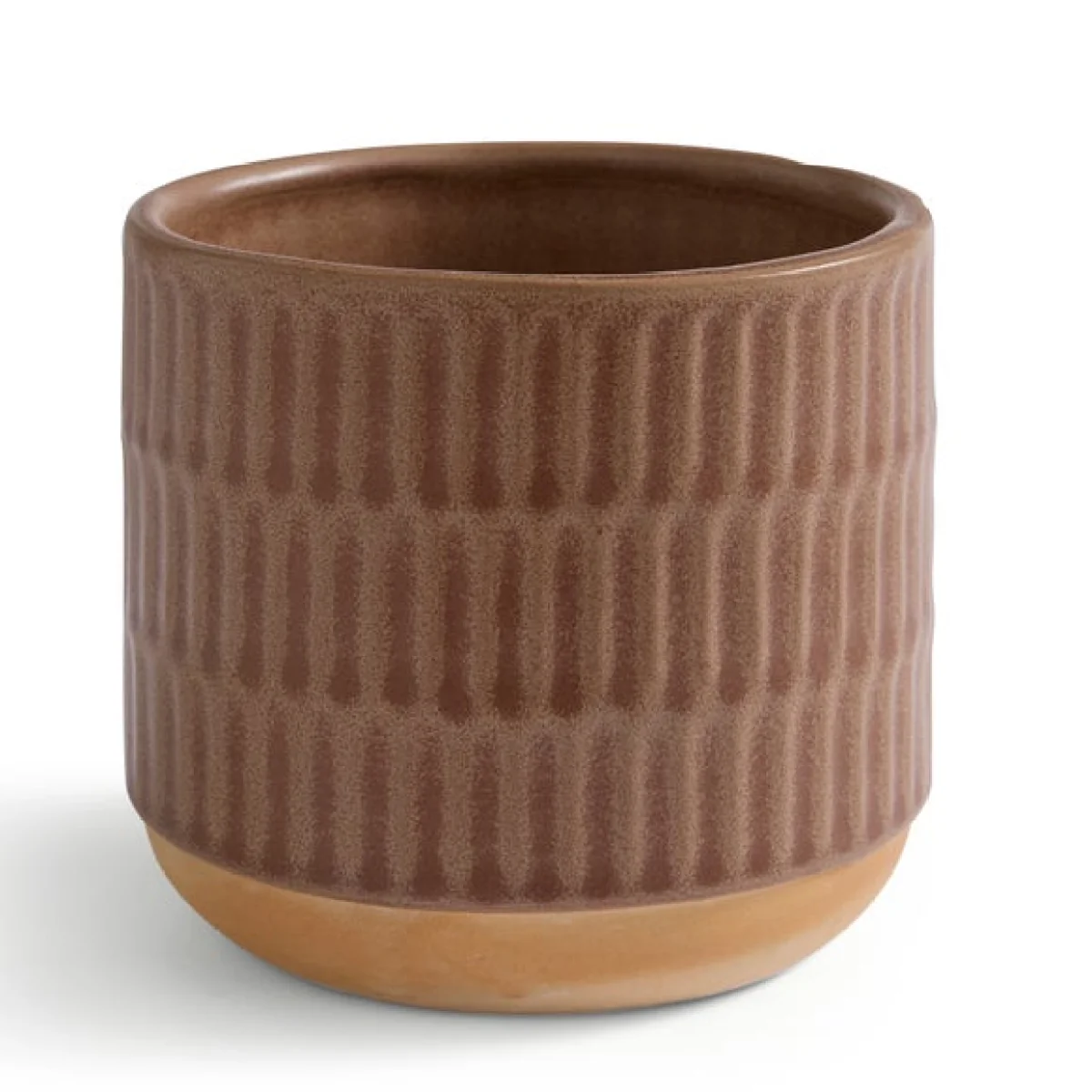 Embossed Pattern Brown Plant Pot – image 2