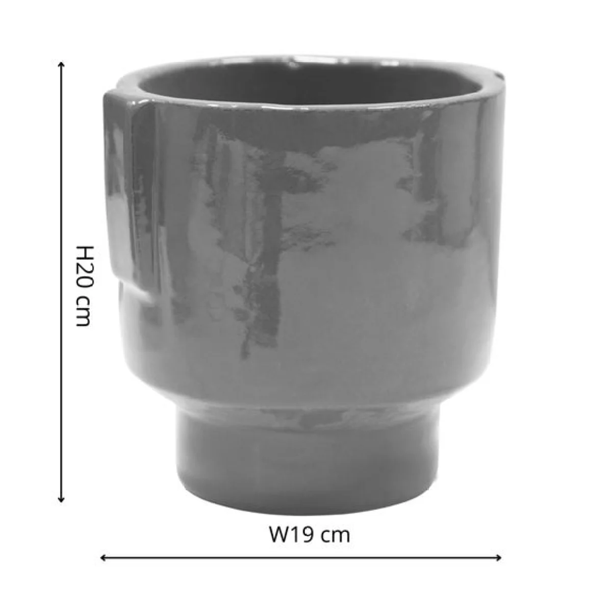 Aries Glazed Handles Planter Charcoal – image 3