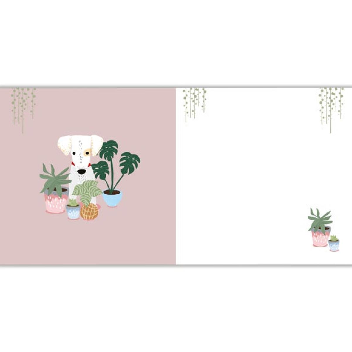 Dog In Plant Pots Blank Card – image 2