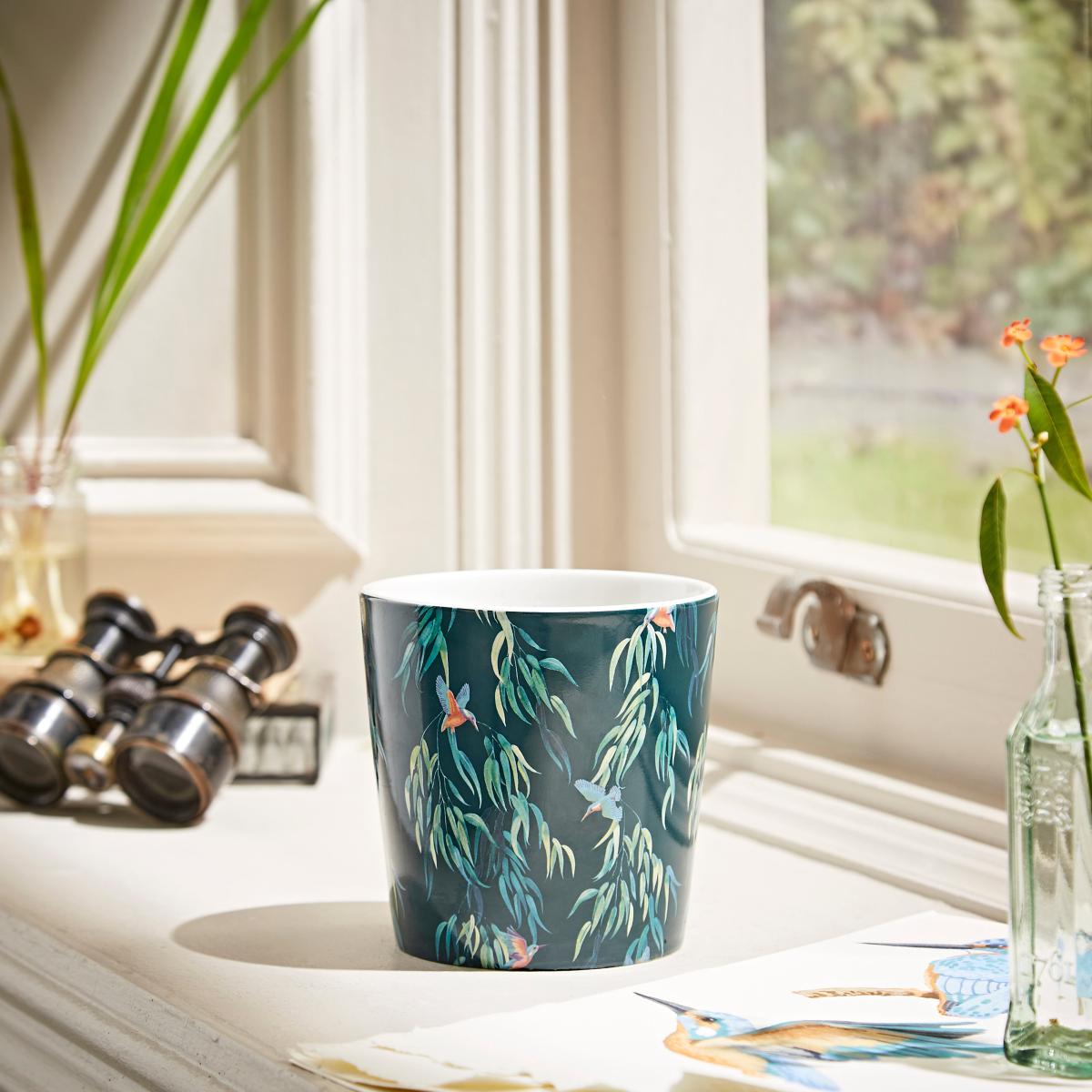 Kingfisher Small Plant Pot Green/Orange – image 2